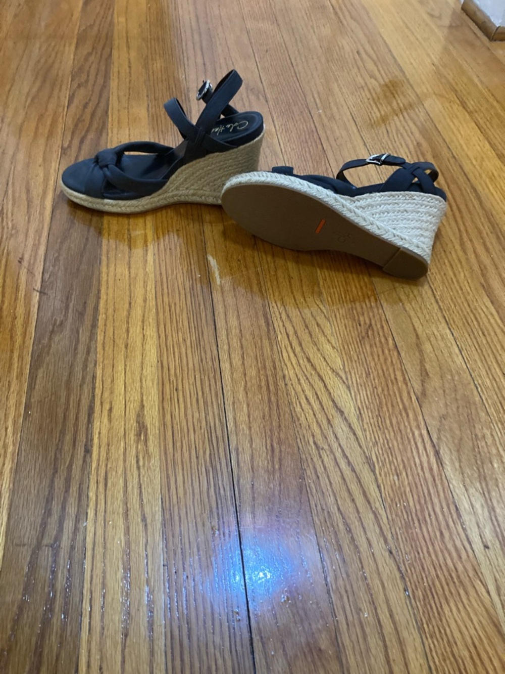 Cole Haan Black Espadrille Wedge Sandals - Picture 2 of 2